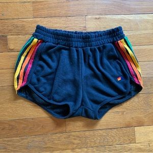 Aviator Nation 5 Stripe Jogger Short, size small. Charcoal.